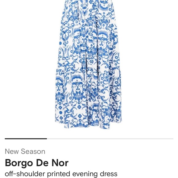 Borgo de Nor printed off shoulder evening dress - Picture 4 of 4